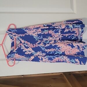 Lilly Pulitzer Girls Coral Reef Print Navy Blue Sleeveless Cotton Dress Size S